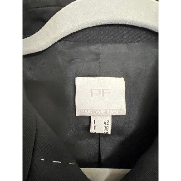 Paola Frani size 8 black zip up jacket or blazer with white stitching detail - Picture 2 of 6